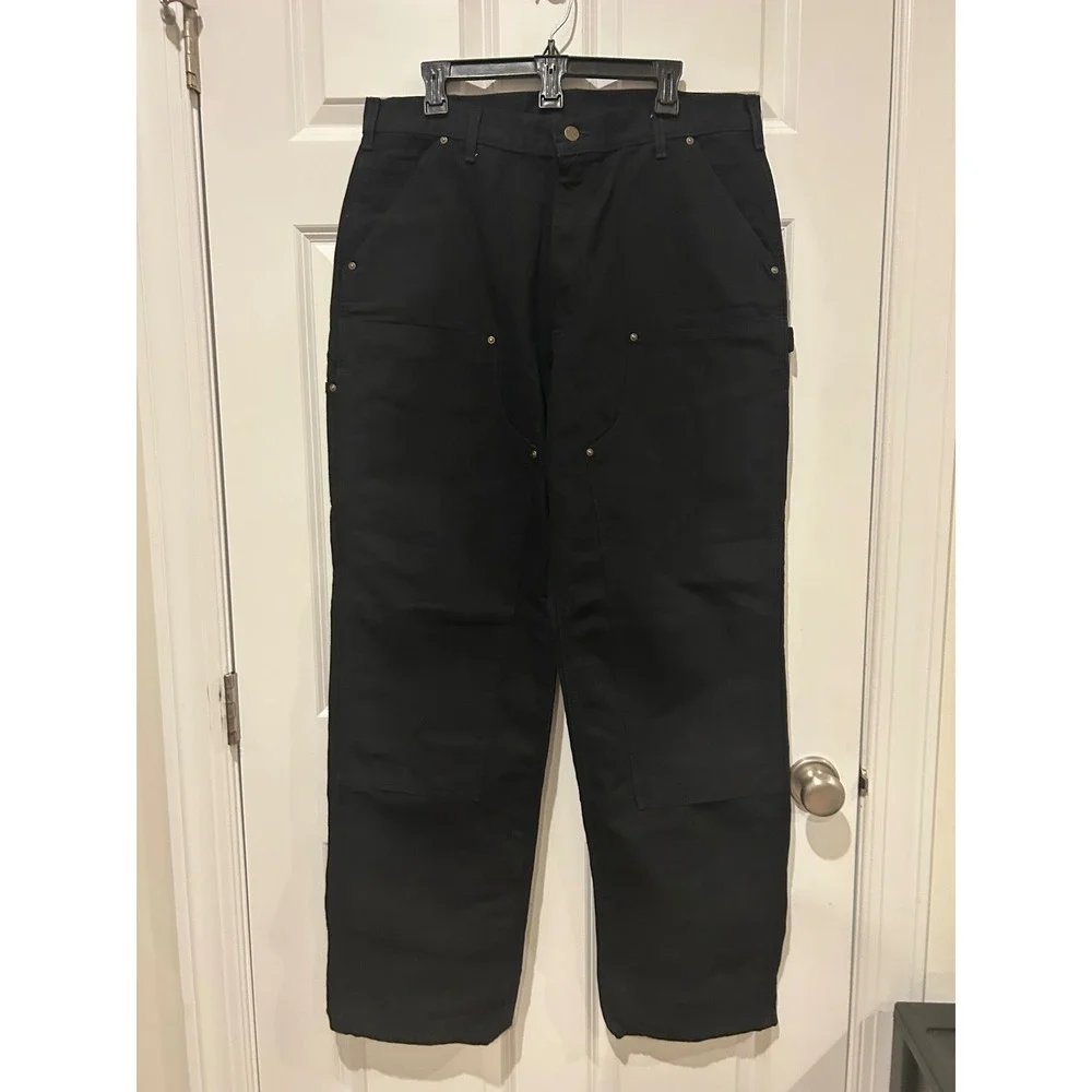 Carhartt B136 BLK Men's 36x34 Double Knee Canvas Duck Pants Loose Fit Black EUC